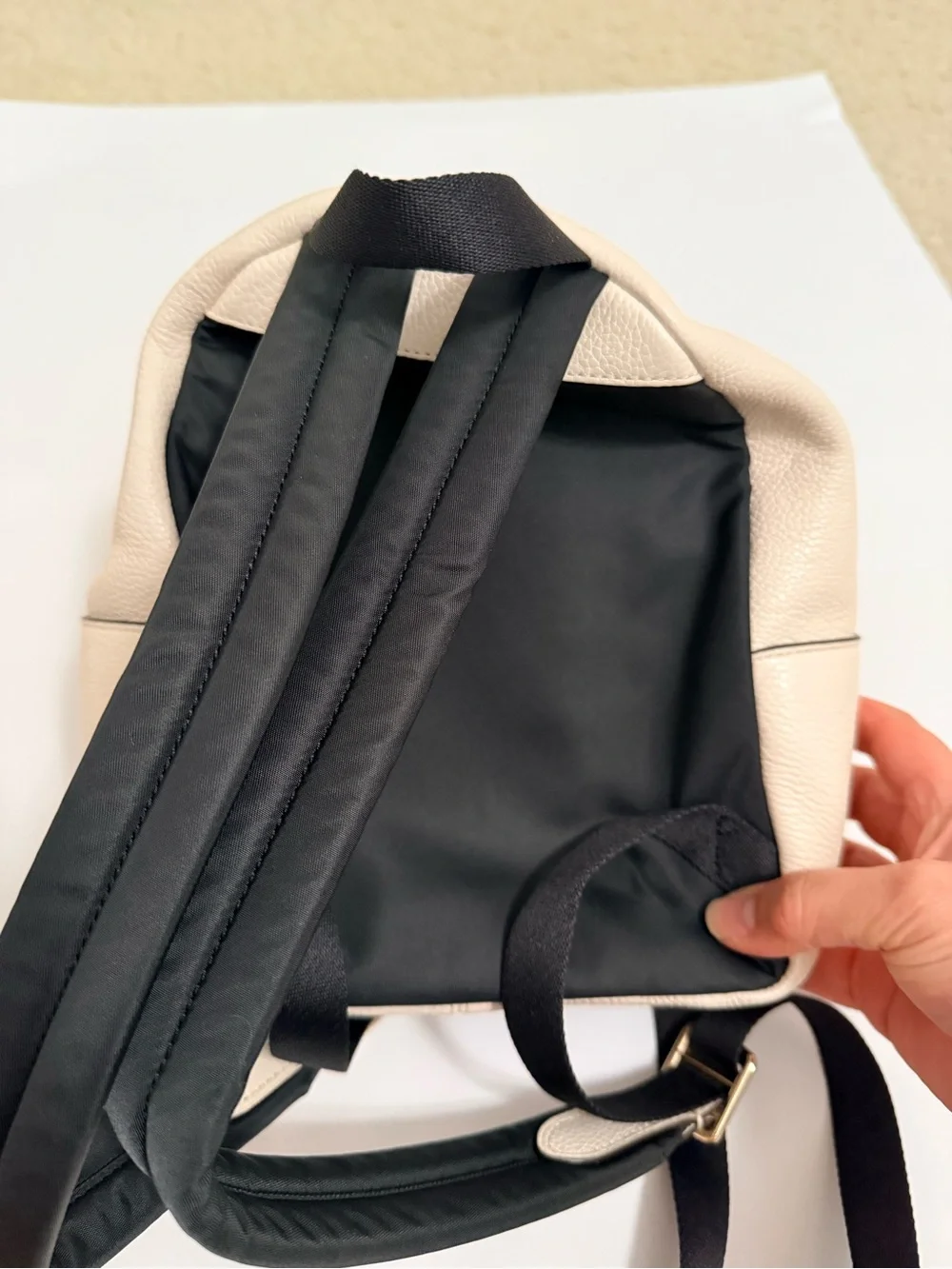 Coach Mini Pebbled Leather Backpack in Cream with Gold Hardware